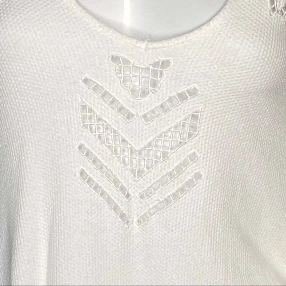 Free‎ People Shirt Womens Small White Scoop Laser Cut Textured Neutral Edgy